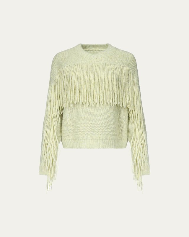 x Henry Zankov Cornelia Fringed Shimmer-Knit Sweat